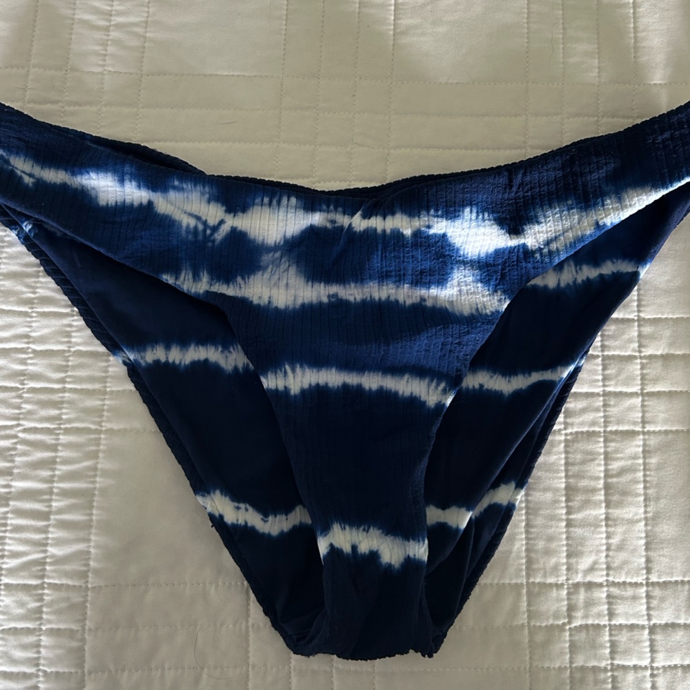 BECCA Navy and White Tie-Dye Swim Bottom